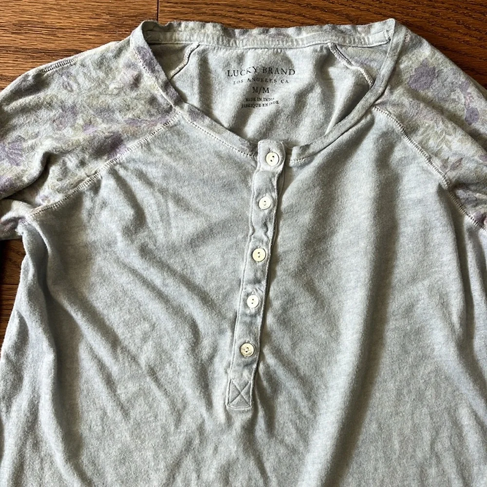 Lucky Brand Vintage Blue Henley. - Picture 2 of 7